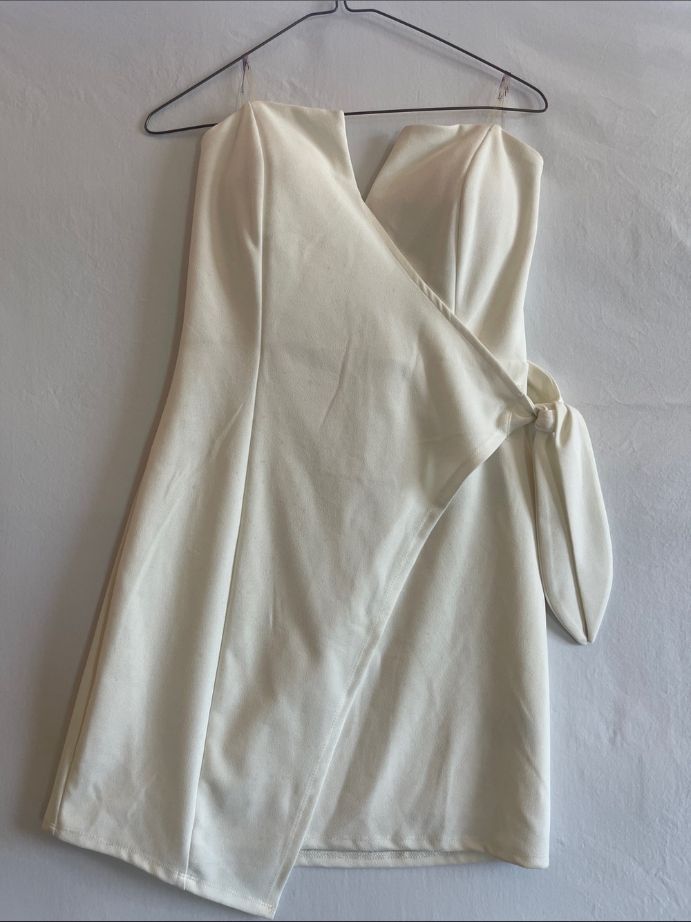 Trixxi‎ Strapless Ivory Wrap Mini Dress with Side Tie